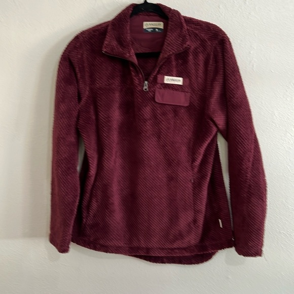 Man’s Size Medium Fleece. 1/4 Zip Maroon Long Sleeve Funnel Neck Jacket - Picture 1 of 7